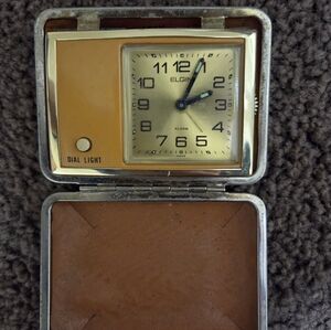 Silver and Gold Alarm Clock by Elgin